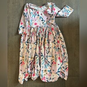 Charming Floral Kids Dress with Pink and Blue Accents